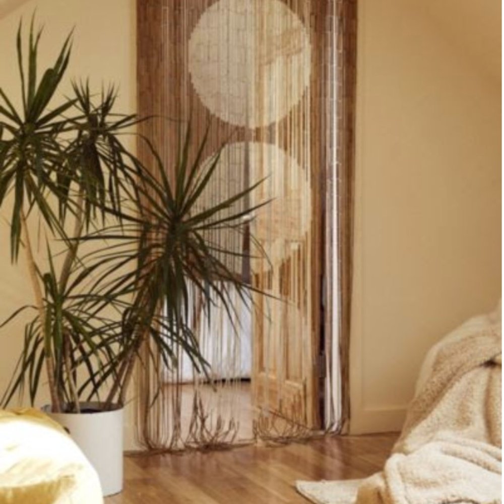 UO Big Dot Bamboo Beaded Curtain